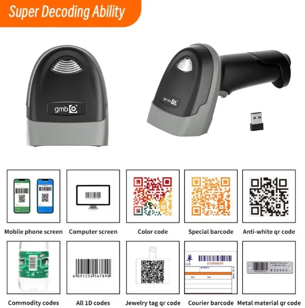 POS-BS1100R GMB 2d CMOS barcode scanner,barkod skener, 2000mAh, BT/WiFi Slika 3
