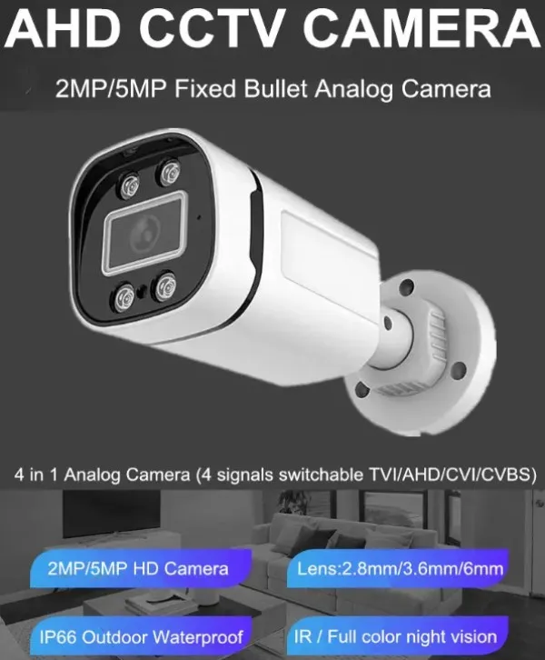 CAM-AHD2MP-PAU60 GMB BULLET kamera 2 mpix B/W 30M IR LED 4 In 1, AHD/TVI/CVI/CVBS, IP66, 2.8m Slika 5