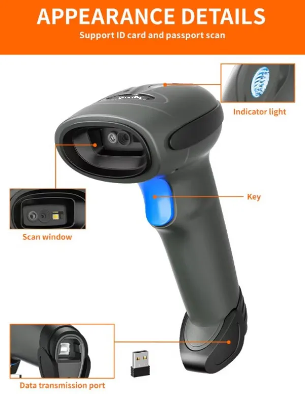 POS-BS3208R GMB 2d Hi Performance CMOS barcode scanner, barkod skener, 2000mAh, BT/WiFi Slika 7