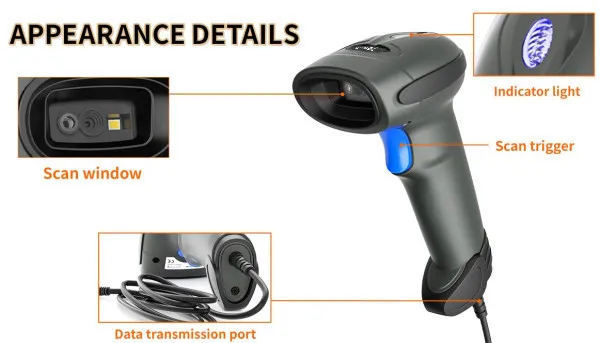 POS-BS3208 GMB 2d Hi Performance CMOS barcode scanne, barkod skener, wired USB Slika 9