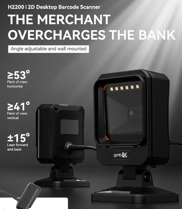 POS-BSH2200 GMB 2d CMOS Table barcode scanner, barkod skener, wired USB Slika 5