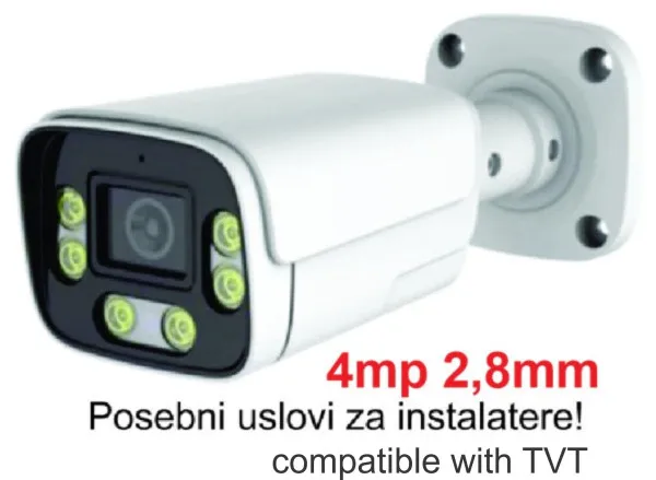 CAM-IP4MP-HAQ60D GMB kamera 4MP APP P6SLite 2.8mm-F1.6 POE, IP66 DuaL LED 6xIR+6xFull Color, MIC,25m Slika 2