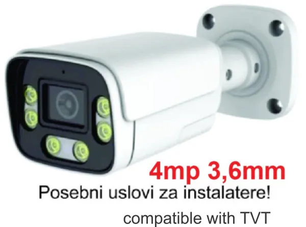 CAM-IP4MP-HAQ60D GMB kamera 4MP APP P6SLite 3.6mm-F1.4 POE, IP66 DuaL LED 6xIR+6xFull Color, MIC,25m Slika 2