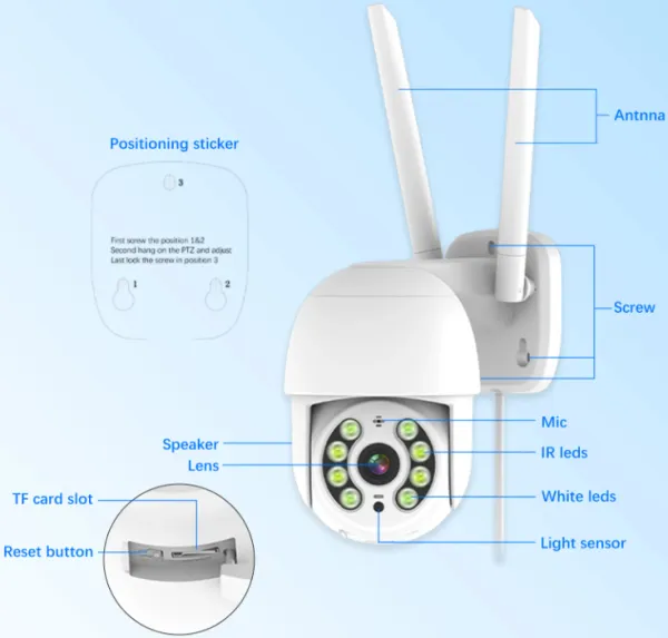 GEMBIRD CAM-IP4MP-T8Y GMB kamera 4 mpix microSD TUYA app Two-way voice PTZ ip66 Slika 5