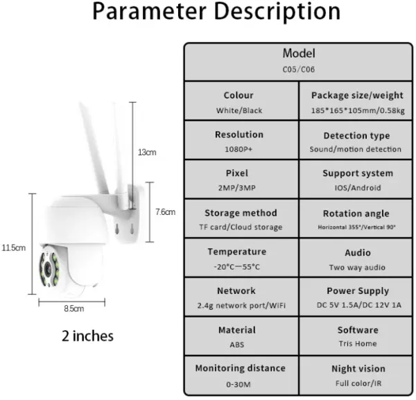 GEMBIRD CAM-IP4MP-T8Y GMB kamera 4 mpix microSD TUYA app Two-way voice PTZ ip66 Slika 1