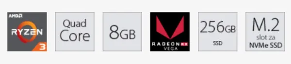 Racunar PC AMD OFFICE računar Ryzen 3 3200G 8GB 256GB Slika 1