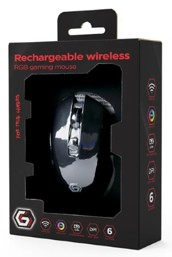 GEMBIRD MUSGW-6BL-02 Gembird Punjivi bežièni RGB gaming miš sa 6 tastera Firebolt, 129mm, crni Slika 3