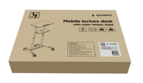 GEMBIRD TVS-DESK-01-BK Gembird Mobilni sto sa toèkicima, 1110-1345 mm, crne boje Slika 6