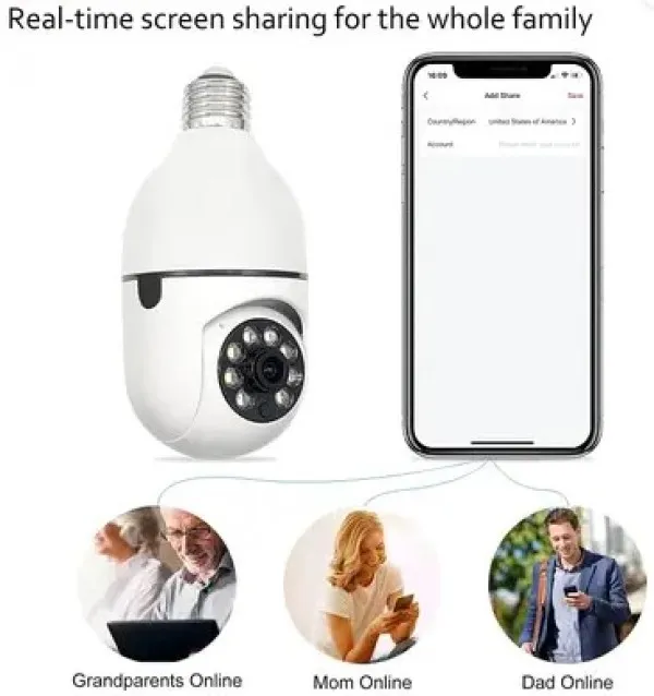 GEMBIRD CAM-IP3MP-Q8 GMB kamera 3 mpix microSD iCSee xmeye pro app Two-way voice 3,6mm ZA SIJALICNO GRLO E27 Slika 3