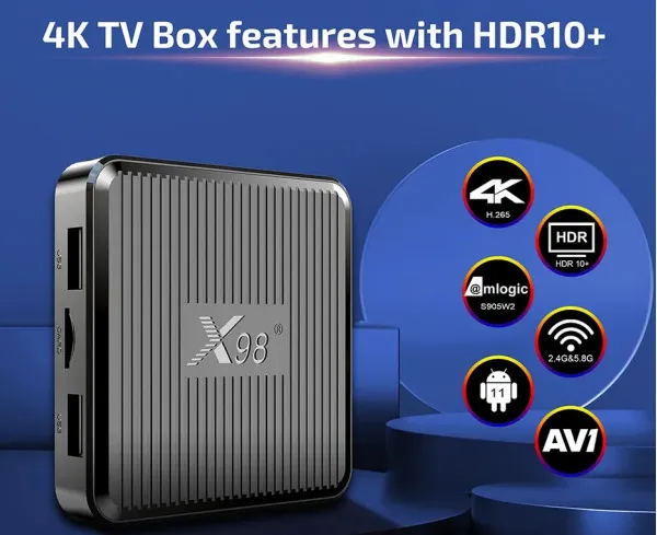 GEMBIRD GMB-X98Q 2/16GB + daljinski BLUE (odvojen) S905W2 quad, Mali-G31MP2 4K, Android 11.0 programirajuci Slika 3