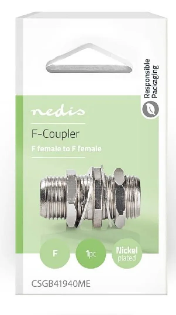 NEDIS CSGB41940ME Satellite & Antenna Adapter F zenski na F zenski, 75 Ohm, Metal, Silver, 1kom Slika 2