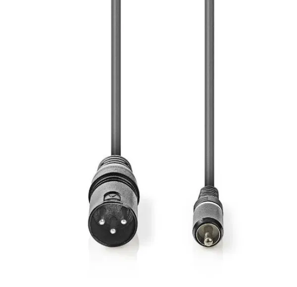 NEDIS COTH15205GY30 Unbalanced Audio Cable XLR 3-Pin muski na RCA muski, 3m, PVC, Dark Grey Slika 2