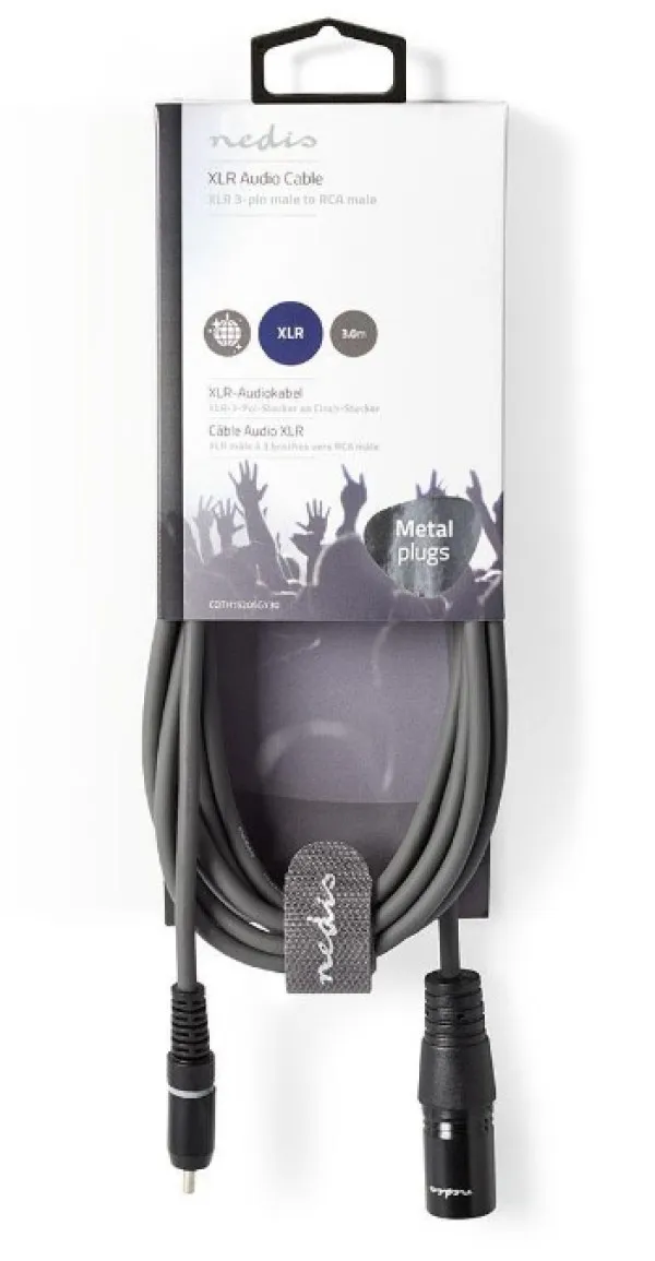 NEDIS COTH15205GY30 Unbalanced Audio Cable XLR 3-Pin muski na RCA muski, 3m, PVC, Dark Grey Slika 1