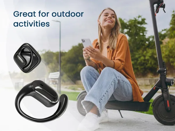 GEMBIRD OWS-01-BK Gembird bluetooth V5 open-ear slusalice, TWS, black Slika 3
