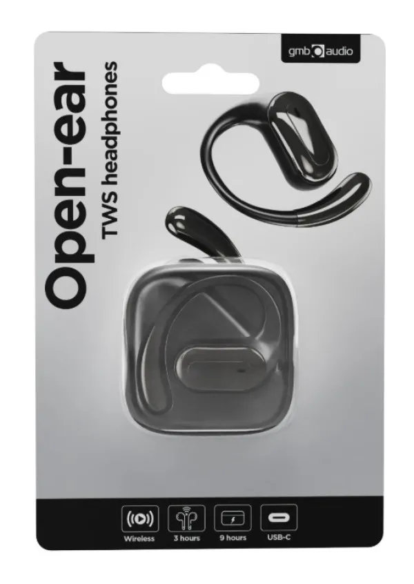 GEMBIRD OWS-01-BK Gembird bluetooth V5 open-ear slusalice, TWS, black Slika 1