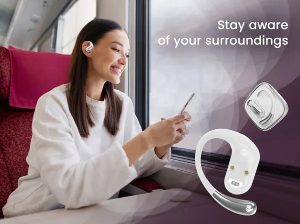 GEMBIRD OWS-01-W Gembird bluetooth V5 open-ear slusalice, TWS, white Slika 3