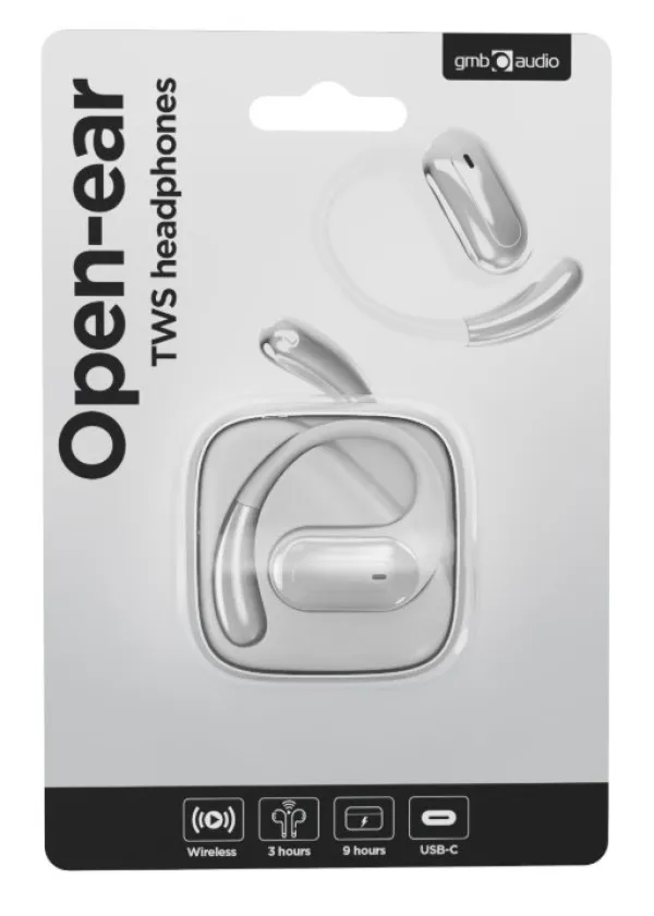 GEMBIRD OWS-01-W Gembird bluetooth V5 open-ear slusalice, TWS, white Slika 1