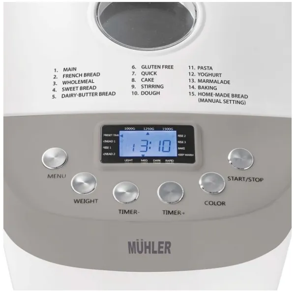 MUHLER MBM1509 Aparat za pravljenje hleba 850W Slika 2