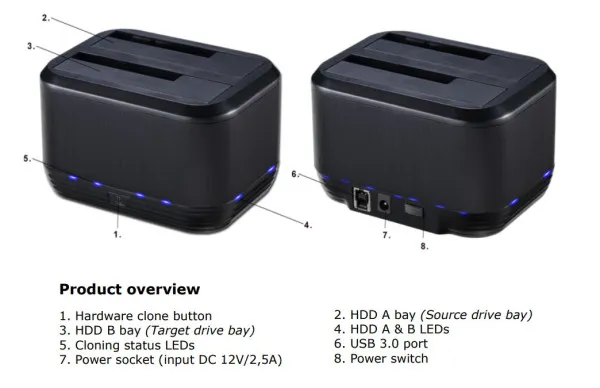 LC POWER HDD LC-DOCK -U3-III Dupli docking station za 2.5/3.5 SATA USB 3.0 LC-Power Kloniranje (alt. HDDU) Slika 5