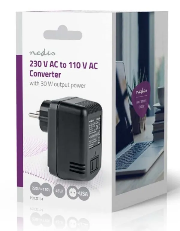 NEDIS POCO104 Konvertor snage, 230V AC 50Hz, 30W, Euro, Black Omogucava upotrebu opreme iz SAD u Evropi Slika 8