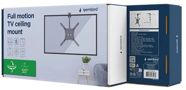 CM-55ST-01 Gembird TV plafonski nosac, VESA max. 40x40cm, 23-55inc max.20kg Udaljenost 520-614mm Slika 6