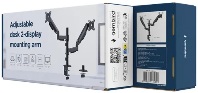 GEMBIRD MA-DA2P-02 Gembird Podesivi dupli stoni drzac za monitor, tilt, 17-32 max.9kg Slika 4