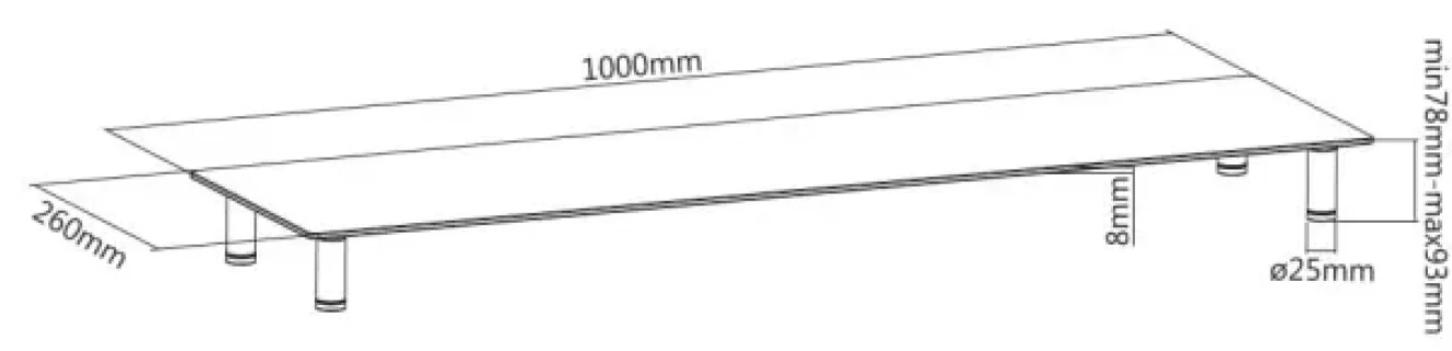 GEMBIRD MS-TABLE-GL-01 Gembird postolje za monitor od kaljenog stakla 1000 x 260 x 93 mm Slika 4