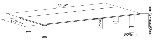 GEMBIRD MS-TABLE-GM-01 Gembird postolje za monitor od kaljenog stakla 580x 210 x 90 mm Slika 1