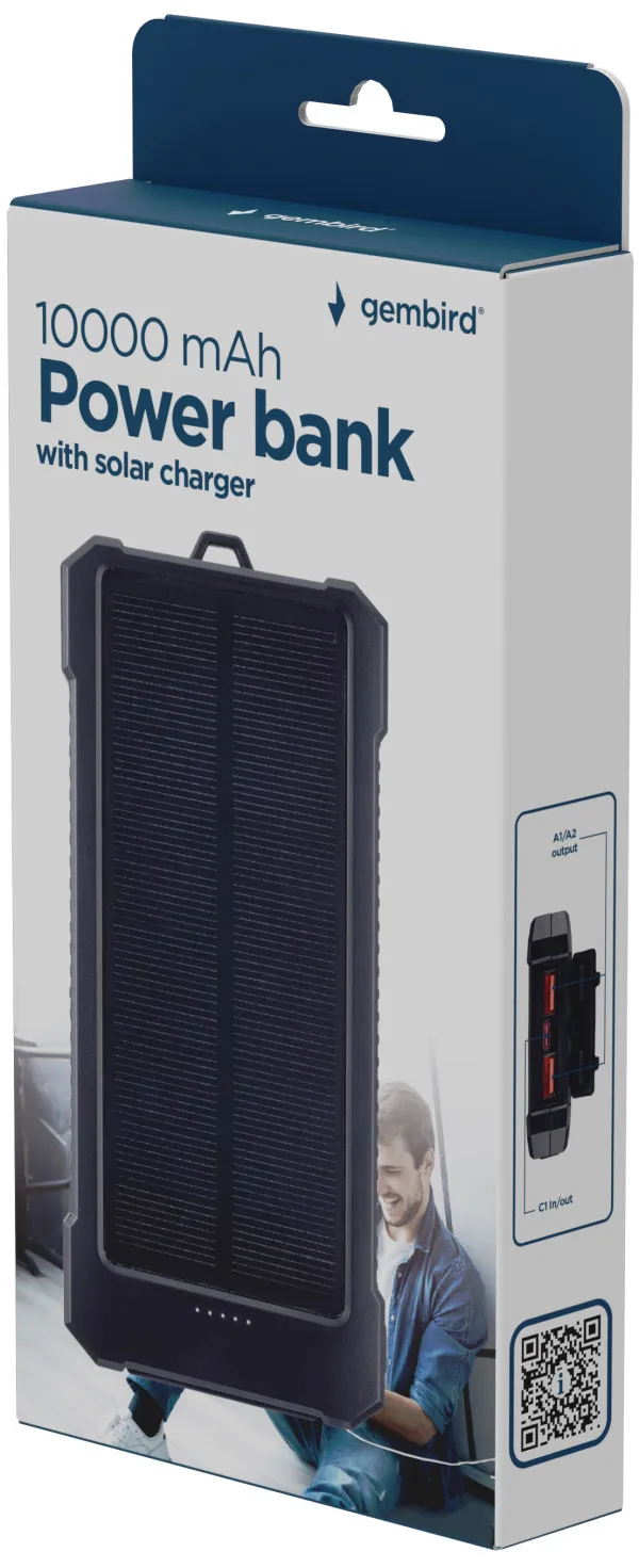 GEMBIRD PB10-SOLAR-1 Gembird solar power bank 10000mAh 2xUSB, Type-A, LED Slika 2