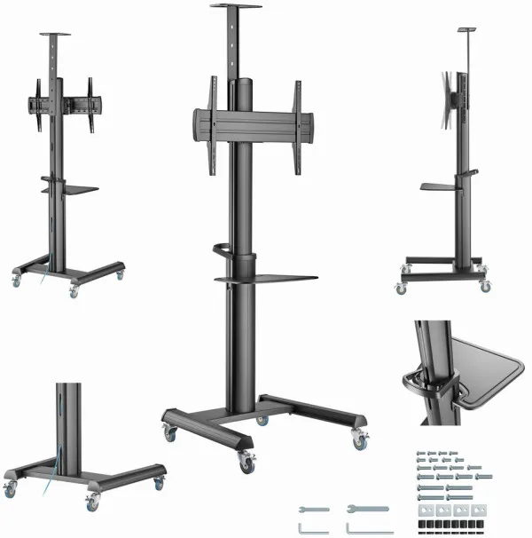 GEMBIRD TVS-70T-02 Gembird Mobilni sto sa tockicima, 37-70, crne boje Slika 1