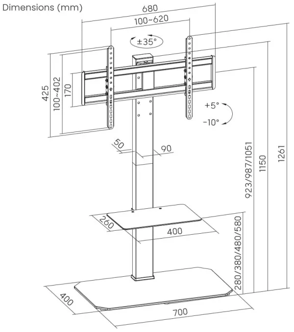 GEMBIRD TVS-86ST-01 Gembird Mobilni sto, Vesa, 43-86, crne boje Slika 9