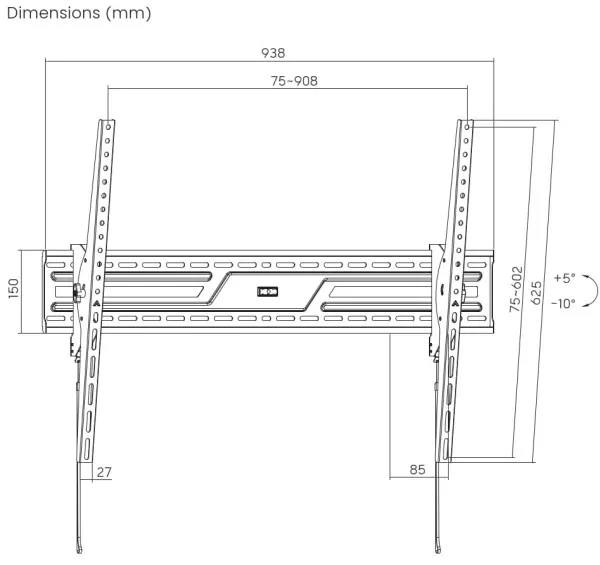 GEMBIRD WM-100T-01 Gembird tilt VESA max 90x60cm 43-100 max.75kg Slika 8