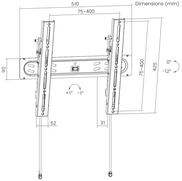 GEMBIRD WM-65T-PRO-01 Gembird tilt VESA max 40x40cm 32-65 max.60kg Slika 2