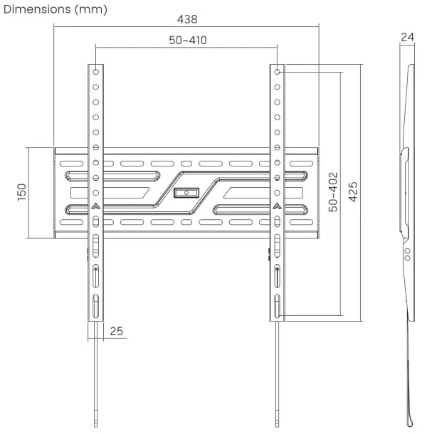 GEMBIRD WM-75F-02 Gembird fiksni nosac VESA max 40x40cm 32-75 max.75kg Slika 5