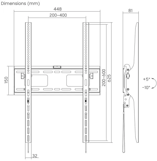 GEMBIRD WM-75T-03 Gembird fiksni nosac VESA max 40x60cm 37-75 max.75kg Slika 8