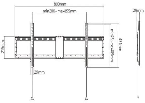 GEMBIRD WM-90F-01 Gembird TV nosac fiksni VESA max 80x40cm, 37-86 max.70kg Slika 3