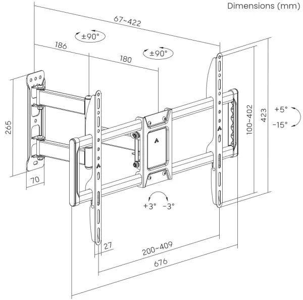 GEMBIRD WM-90ST-01 Gembird pokretni TV nosac VESA max 60x40cm, 37-90 max.50kg Slika 5