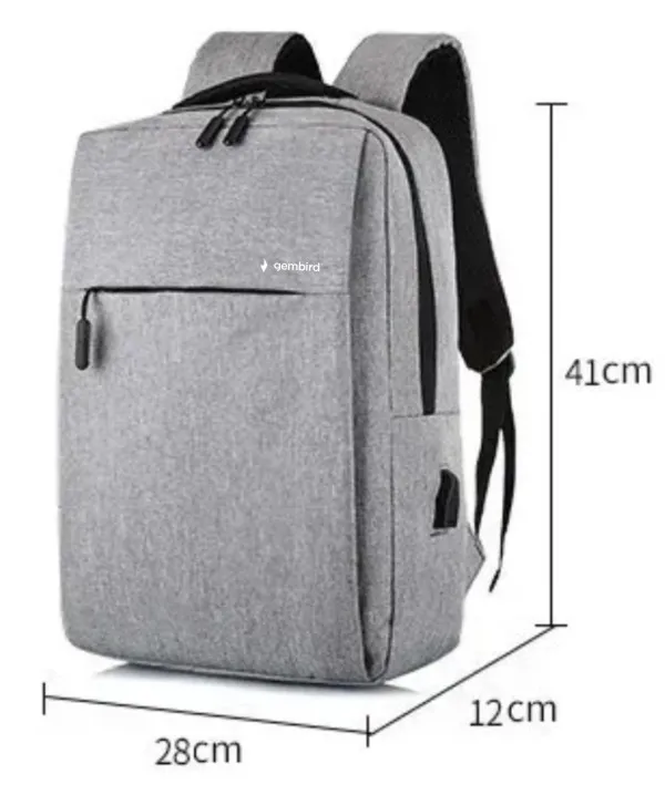 NCC-15-KLB011 Gembird Ranac poslovni Sivi za laptop 15,6inc 41x28x12cm USB konektor, 420g Slika 8