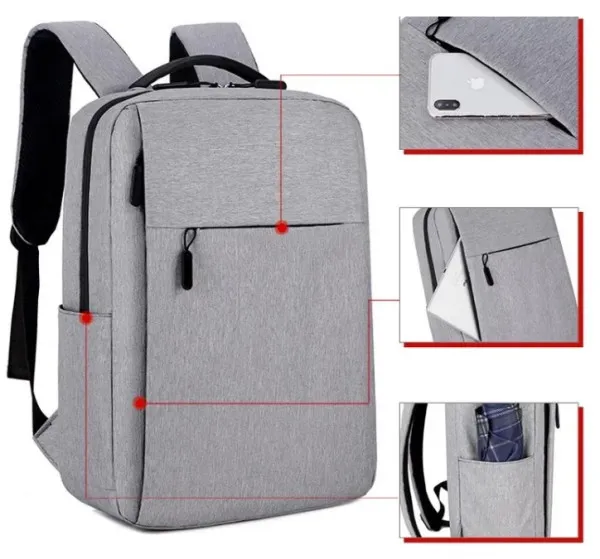 NCC-15-KLB011 Gembird Ranac poslovni Sivi za laptop 15,6inc 41x28x12cm USB konektor, 420g Slika 7