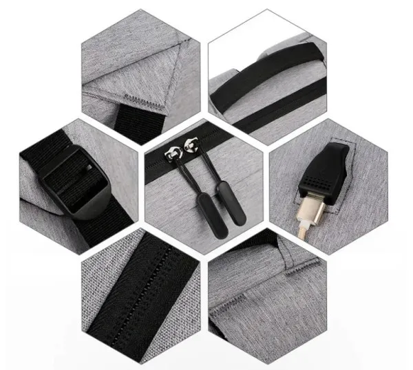 NCC-15-KLB011 Gembird Ranac poslovni Sivi za laptop 15,6inc 41x28x12cm USB konektor, 420g Slika 5