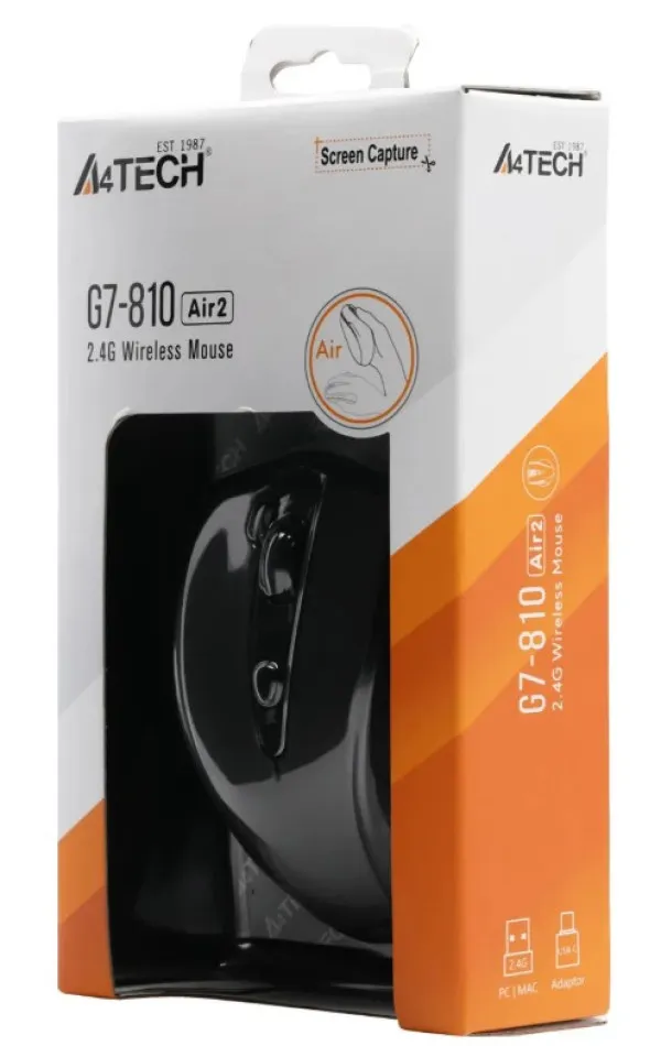 A4 TECH A4-G7-810 AIR2 bezicni opticki mis 2.4GHz, 125Hz/2000 Dpi, 111mm, USB+Type-C adapter Slika 2