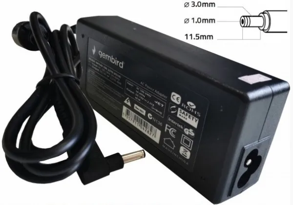 NPA65-190-3420 (AC08) Gembird punjac za laptop 65W-19V-3.42A, 3.0x1.1mm Slika 1