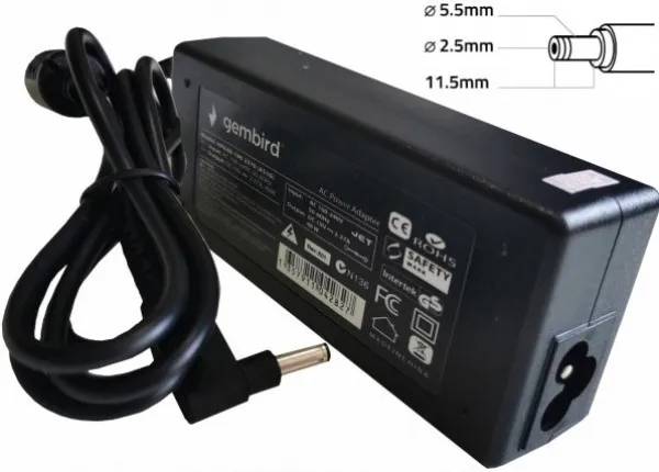 NPA65-200-3250 (IB03) Gembird punjac za laptop 65W-20V-3.25A, 5.5x2.5mm Black Slika 2