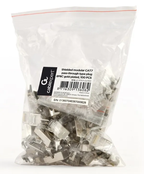 LC-PTF7-01/100 Gembird Zasticeni modularni CAT7 prolazni utikac 15u pozlacen, FTP, SFTP, 100 kom. Slika 6