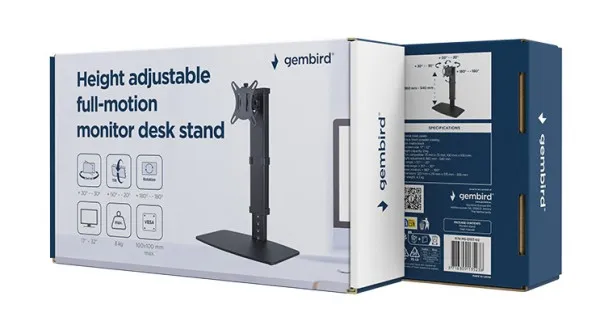 MS-D1ST-02 Gembird Postolje za sto za monitor sa podesivom visinom i potpunim pokretom,max.32inc 8KG Slika 10