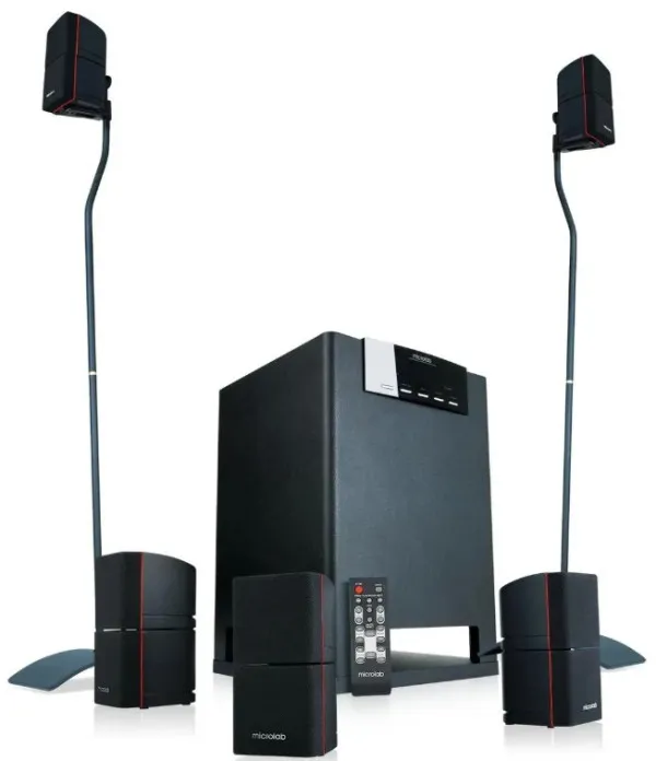 Microlab X15BT Aktivni drveni zvucnici 5.1 sistem 170W RMS (90W+2*16W) 3,5mm, Bluetooth, optical,mic Slika 10