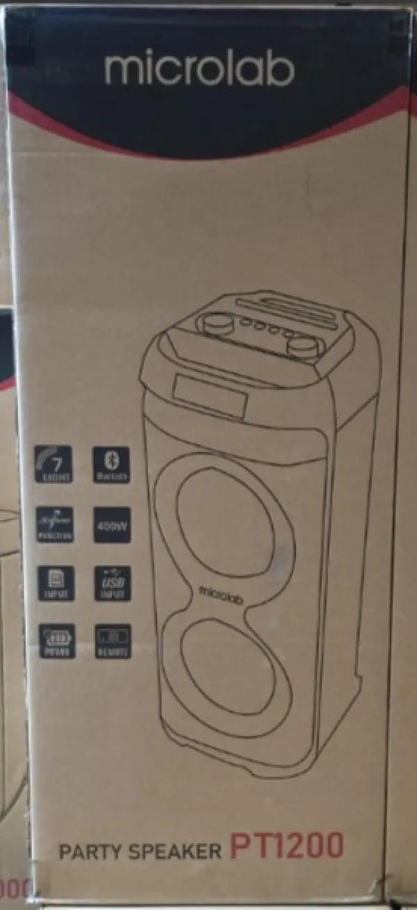 Microlab PT1200W karaoke zvucnik 400W, Bluetooth, LED, 11,1V/7200mAh, TWS, Aux, USB, microSD, + Mic* Slika 3