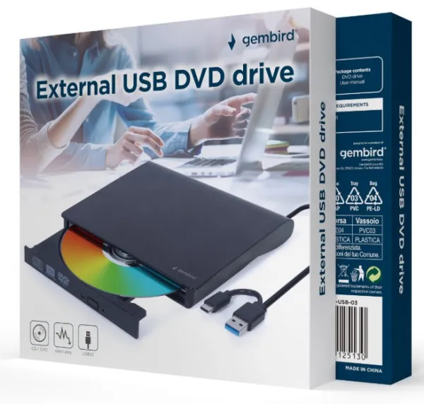 DVD-USB-031 Gembird eksterni USB 3.1 CD/DVD drive Citac-rezac, USB + USB-C, black Slika 2