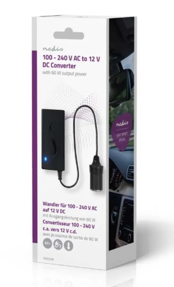 NEDIS POCO100 DC konverter sa 230V AC 50 Hz na 12V DC Cigar uticnica, 60W, Utikaè sa uzemljenjem, Crna Slika 5