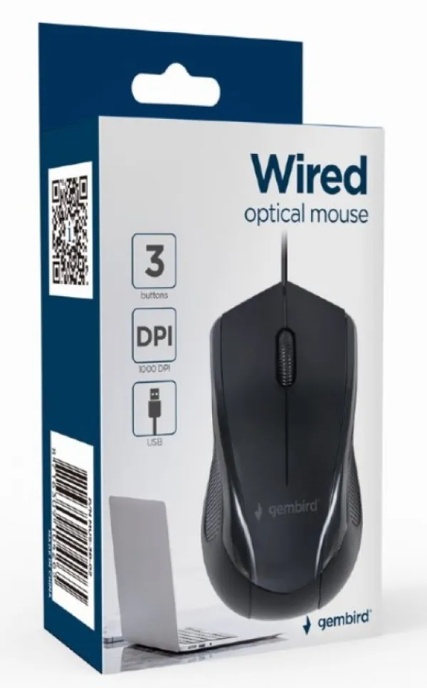 MUS-3B-02 ** Gembird Opticki mis 1000Dpi 3-button black 105mm USB (237) Slika 3
